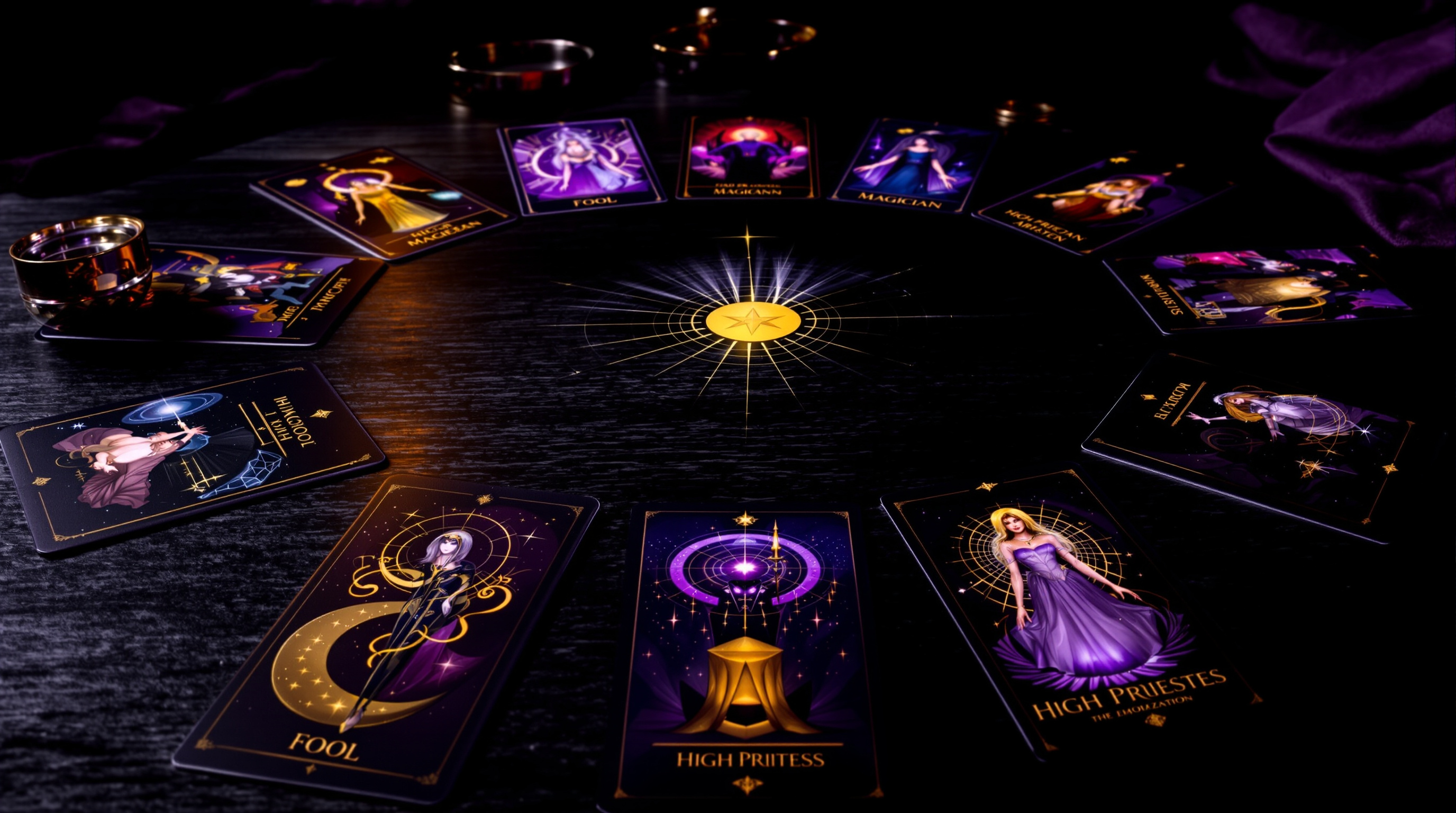 Tarot deck showing Major Arcana cards